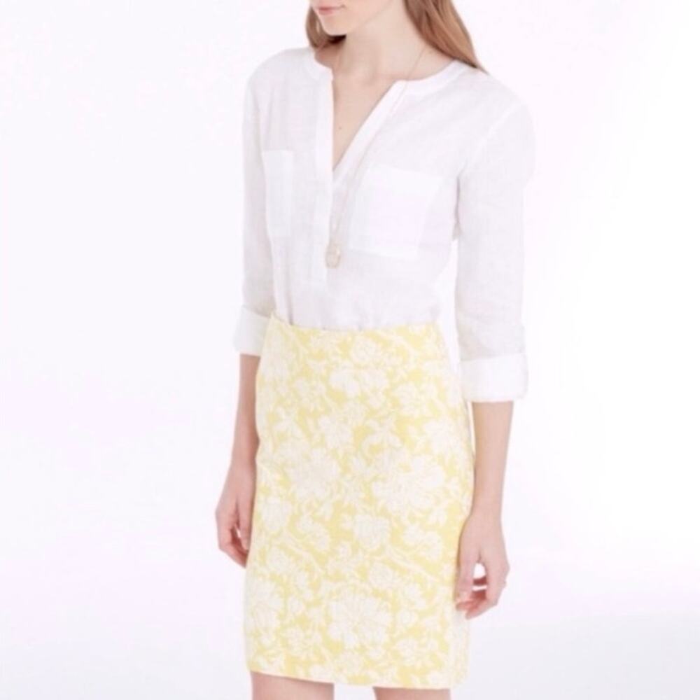 Ann Taylor Yellow Floral Pencil Skirt